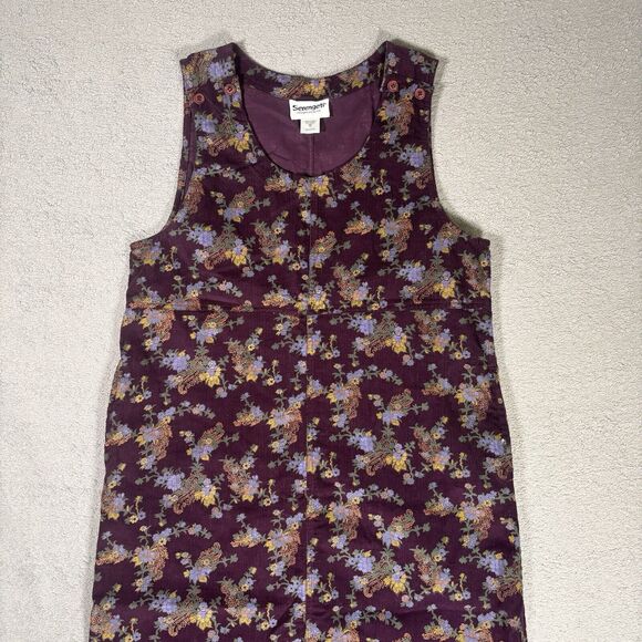 Serengeti Size Small Corduroy Purple Floral Jumper Dress Cottagecore Phoebe 90s - Picture 2 of 12